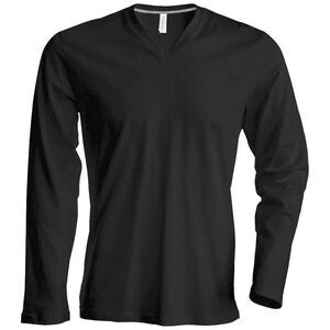 Kariban Mens Slim Fit Long Sleeve V Neck / Grey
